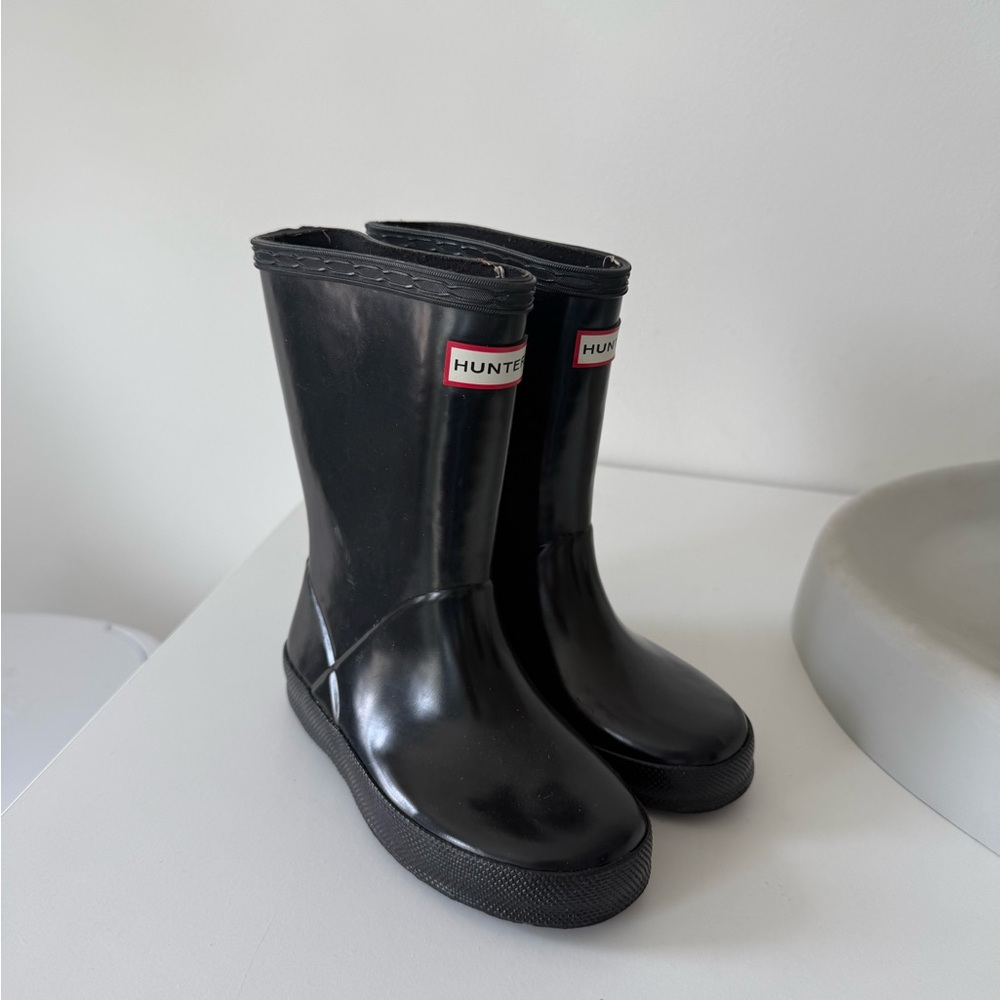 Hunter Black Kids Glossy Rain Boots